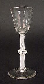 English Enamel Twist Wine Glass  c 1765