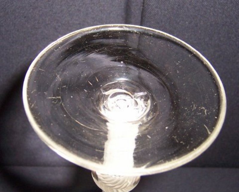 English Enamel Twist Wine Glass  c 1765