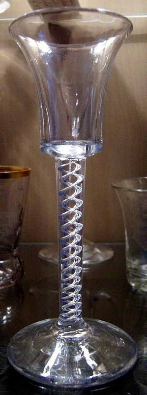 Gorgeous English Mercury Twist Wine Glass   c 1755