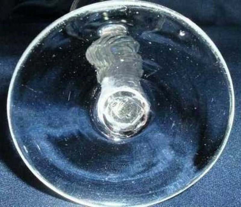 Fine English Pan Top Air Twist Wine Glass  c 1755
