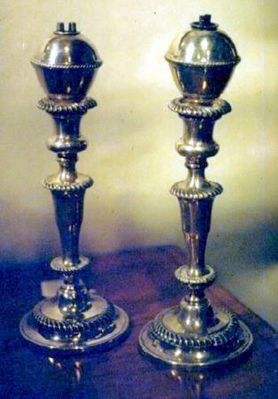 Rare Old Sheffield Peg Lamps and Candlesticks; c1820