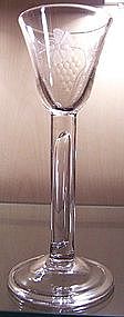 Superb Engraved Hollow-Stem Wine Glass  c1750