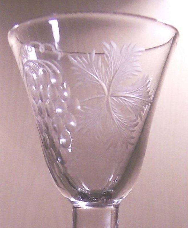 Superb Engraved Hollow-Stem Wine Glass  c1750