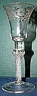 English Engraved Composite Air Twist Wine Glass  c 1755