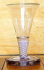 Unusual Opaque Twist Dram Firing Glass  c 1765