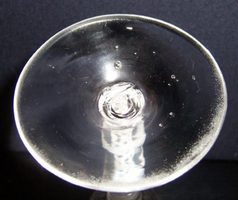 A Beautiful English DSOT Ribbed Bowl Wine Glass  c1765