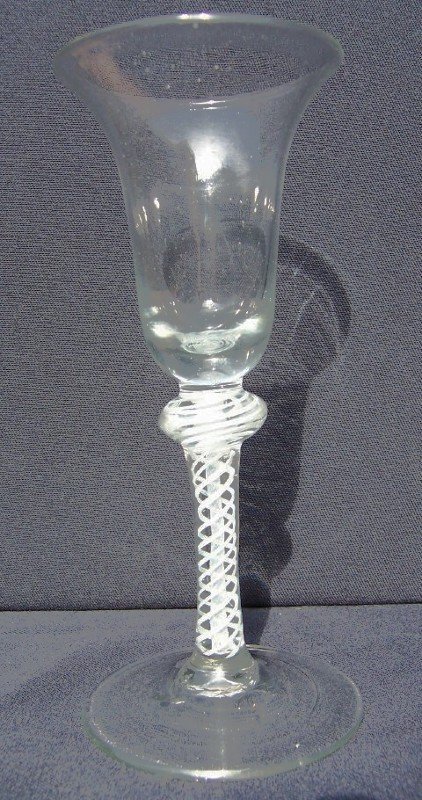 Opaque Twist (DSOT) Knopped Wine Glass; c 1770