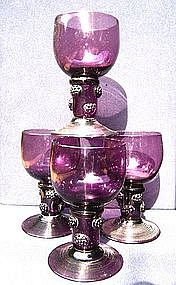 Rare Set (4) of Amethyst English Roehmer Glasses c1790