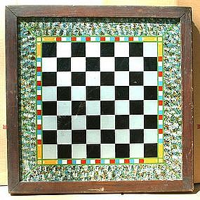 Exceptional Reverse Painted Game Board; c 1880