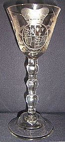 Spectacular Newcastle Light Baluster Wine Glass c 1745