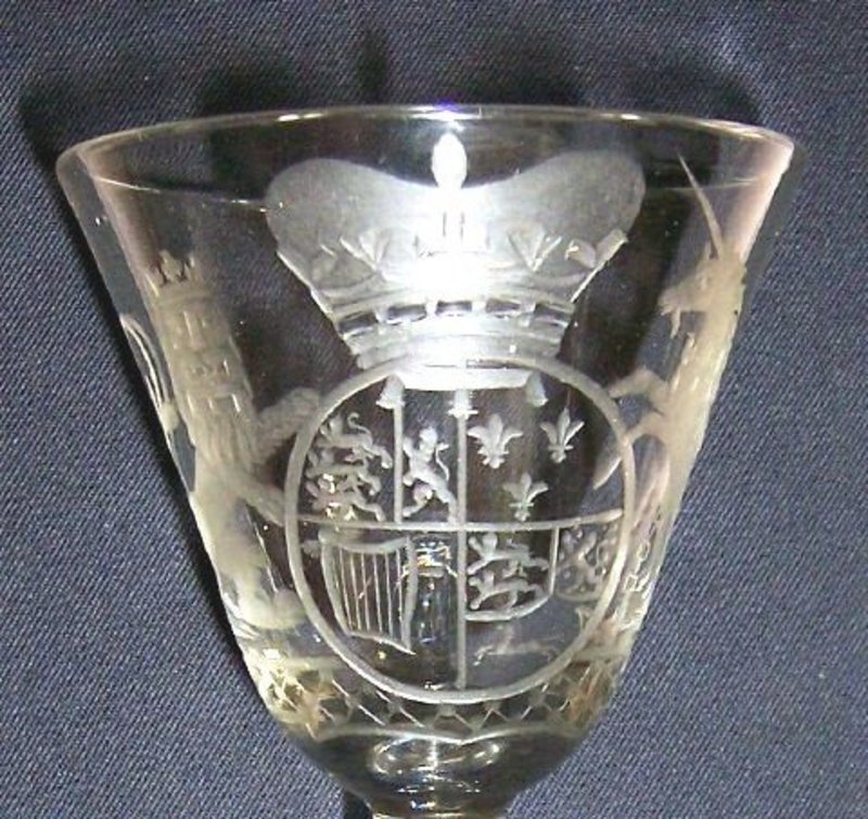Spectacular Newcastle Light Baluster Wine Glass c 1745