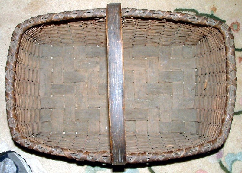 Three Color Splint Gathering Basket; c 1880