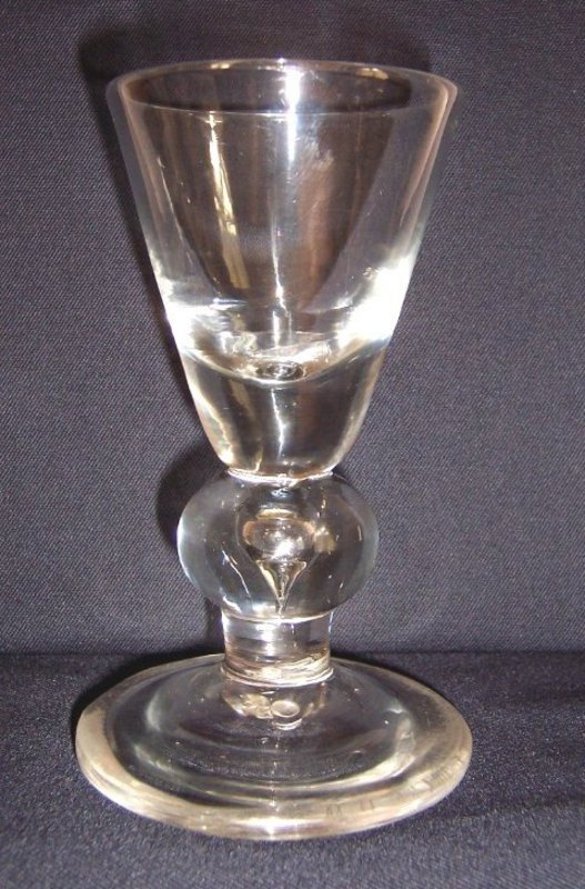 Rare Heavy Baluster Dram Glass, c 1705