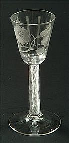 Antique Wine Glass Jacobite Air Twist c 1755