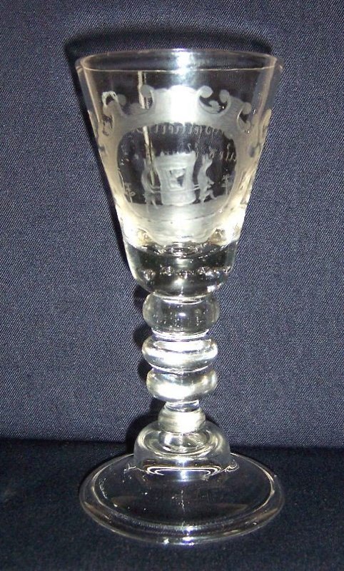 Superb German Lauenstein Engraved Baluster Glass c1740