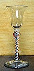 A Beautiful English Color Twist Wine Glass  c 1770