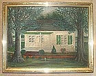 American Folk Art Painting of House  c Mid 19th C