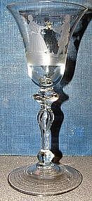 Newcastle Light Baluster Marriage Glass  c1750