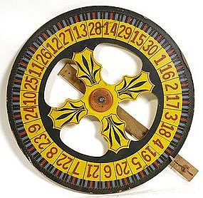Vibrant Folk Art Gambling Wheel  1st Qtr 20th C