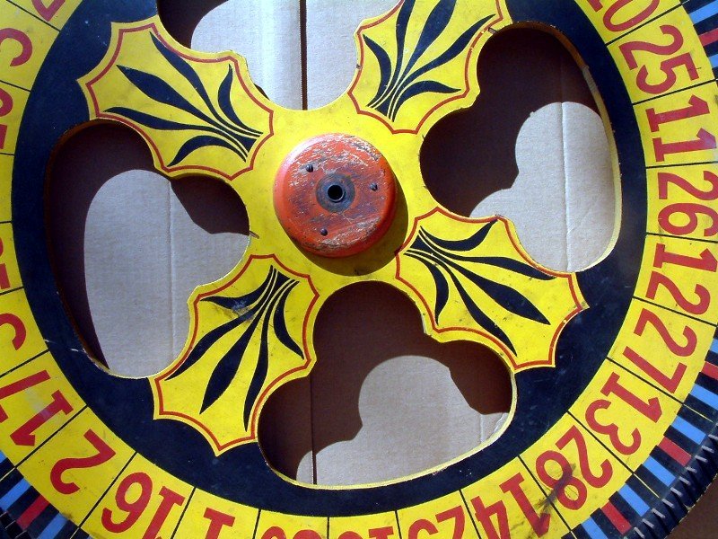 Vibrant Folk Art Gambling Wheel  1st Qtr 20th C