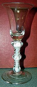 A Fine Knopped Opaque Twist Glass  c1760