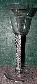 Rare Air and Opaque Twist Antique Wine Glass  c 1760