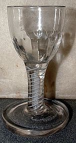 English Opaque Twist Dram Firing Glass  c 1765
