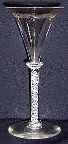 Scottish Opaque Twist Wine Glass with Collars  c 1765