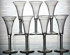 Rare English Air Twist Wine Glasses, Set of 6  c1755