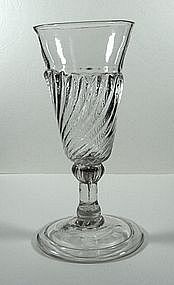 English Gadrooned Ale Glass, Very Rare  c1690