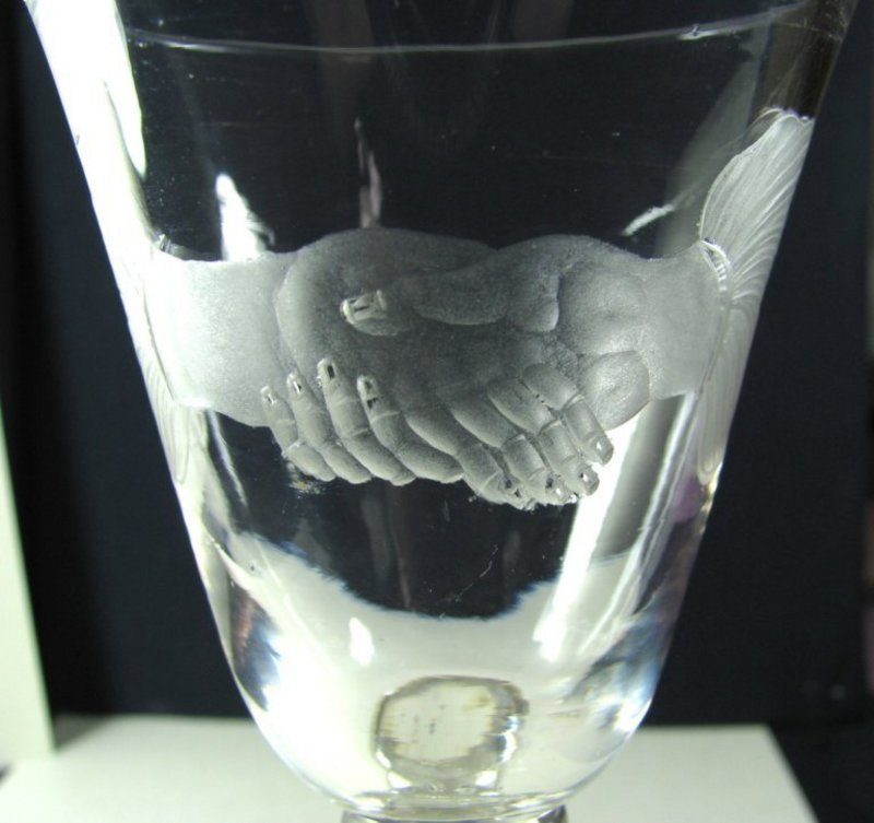 Fine Sang NLB Friendship or Marriage Wine Glass  c1750