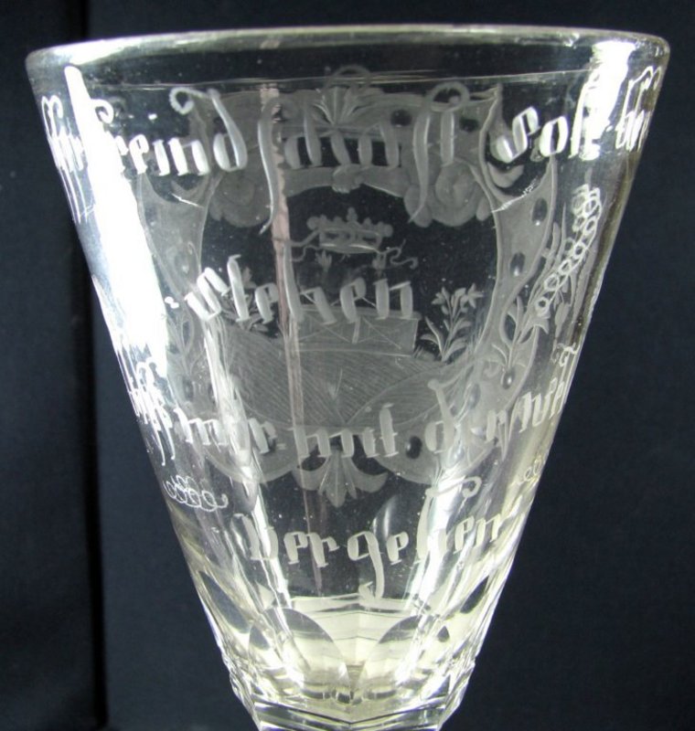A Large German Friendship Glass Wine Goblet   c1740