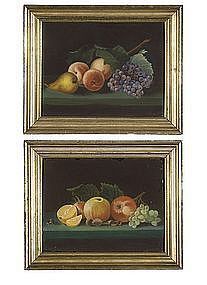 A Pair of American Pastel Still Life Paintings c1850