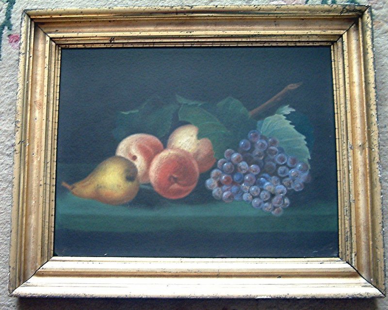 A Pair of American Pastel Still Life Paintings c1850