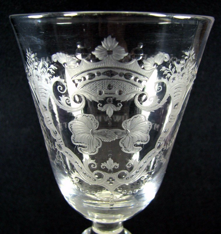 Jacob Sang Engraved NLB Friendship Wine Glass  c1760