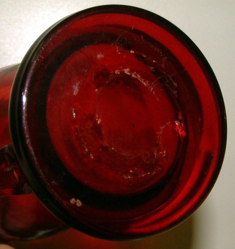 A Red Flashed Glass Memento Handled Mug  c 1870