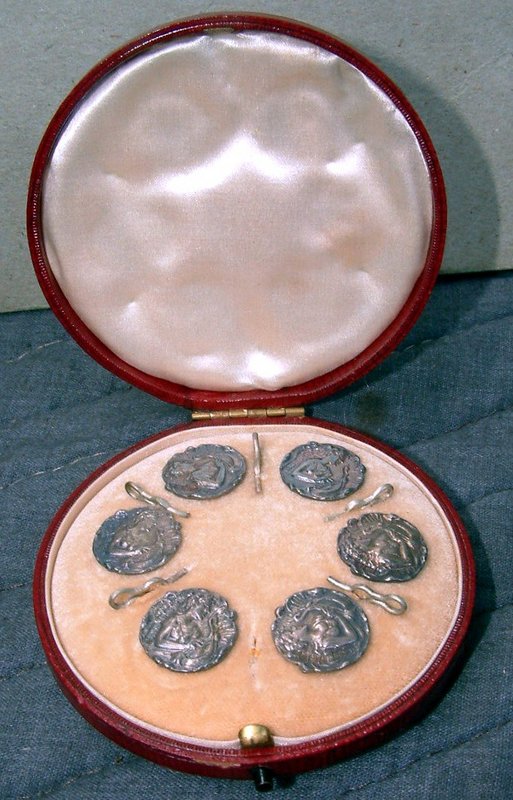 Hallmarked Silver Set of 6 Button Studs  c1907