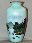Japanese Cloisonne Enamel Vase, Mt. Fuji
