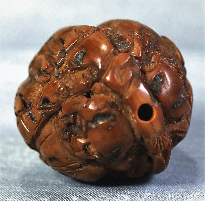 Chinese carved Walnut Bead