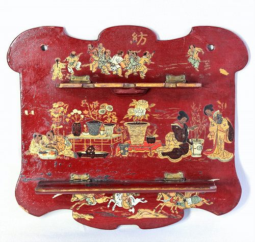 French Papier Mache Chinoiserie decorated Wall Hanger for Pipe