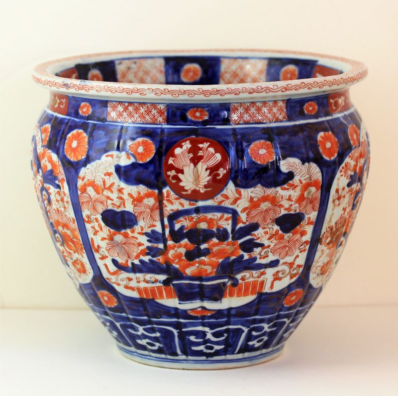 Japanese Imari Porcelain Hibachi, 19th C.
