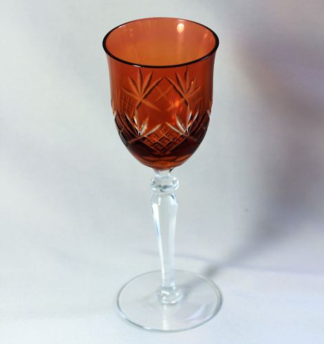 Bohemian Cut Crystal tall Wine Glass