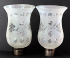 Pair Frosted cut etched glass Shades