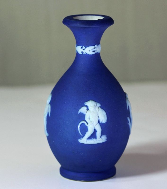 English Wedgwood Jasper ware Vase, dark blue