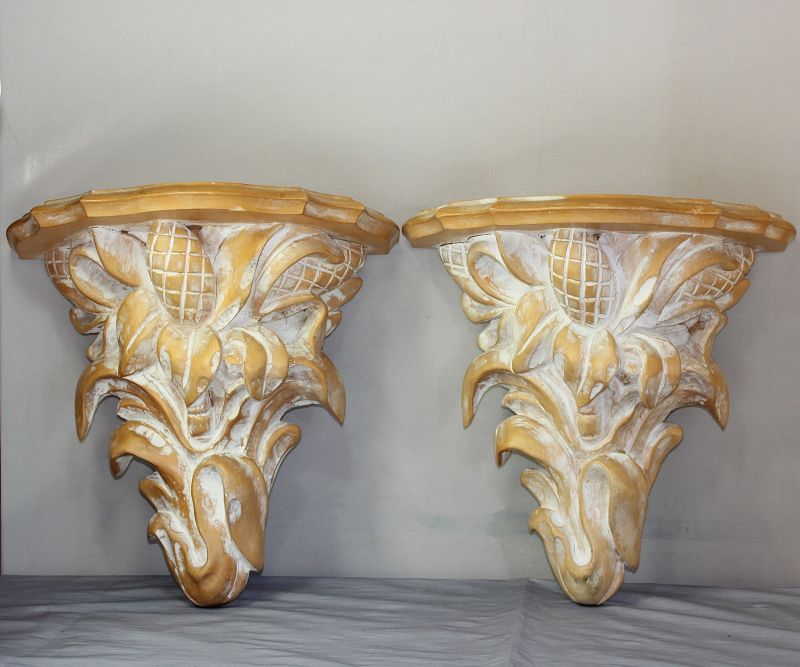 Pair Italian Wood Wall Brackets/Shelves