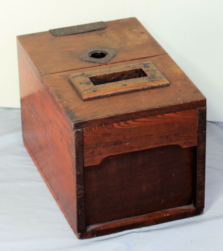 Japanese Shrine or Temple wood Money Box, Coin Box, Meiji period