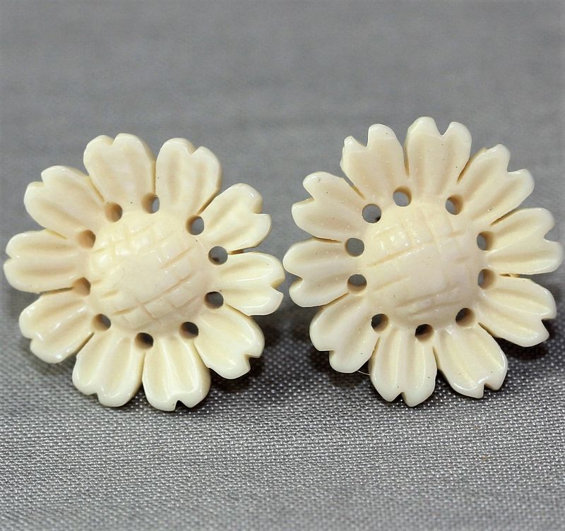 Antique Victorian Era Hand Carved Ivory Earrings Pair in Camelback Box   Antiques  Uncommon Treasure