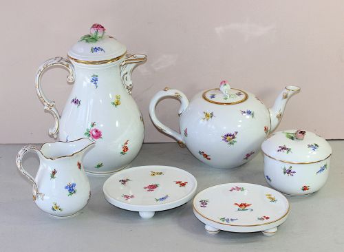 German Meissen Porcelain 6 piece Tea Set, blue cross sword mark (item ...