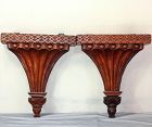 Pr. Rosewood hand carved Wall Brackets or Shelves, Adam style