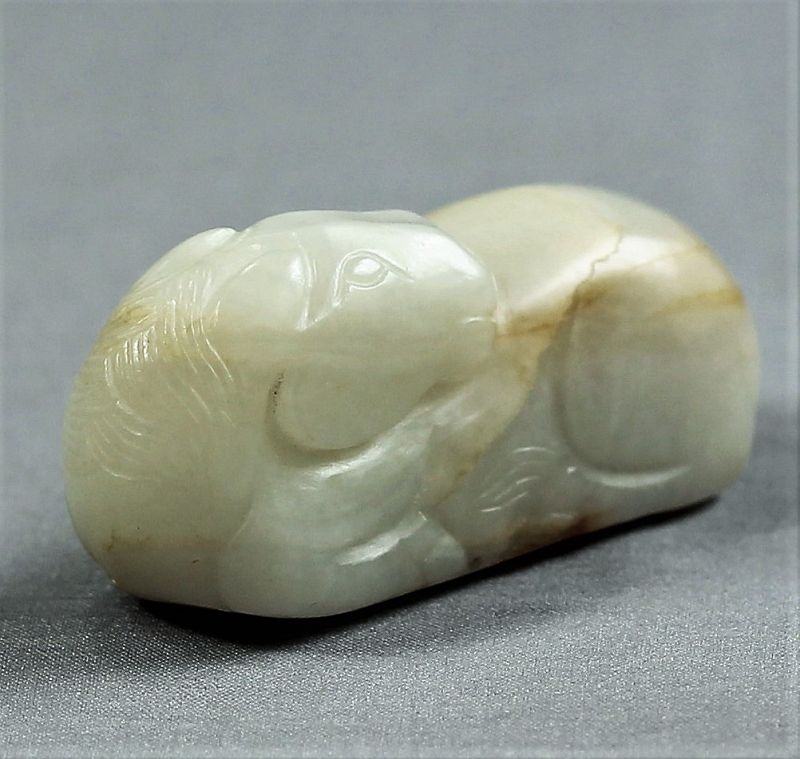 Chinese Nephrite Jade reclining Horse Toggle